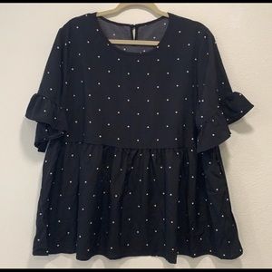 New Black Ruffle Peplum Top